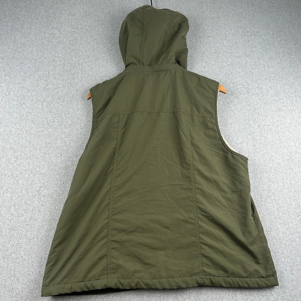 Sonoma Vest Womens XL Life Style Olive Green Sherpa Lined Hooded Utility - Picture 2 of 12